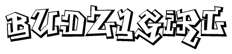 The clipart image features a stylized text in a graffiti font that reads Budz1girl.