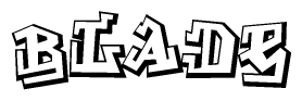 The clipart image depicts the word Blade in a style reminiscent of graffiti. The letters are drawn in a bold, block-like script with sharp angles and a three-dimensional appearance.