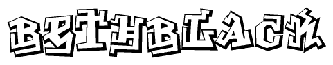 The clipart image depicts the word Bethblack in a style reminiscent of graffiti. The letters are drawn in a bold, block-like script with sharp angles and a three-dimensional appearance.