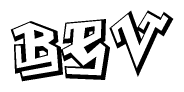 The image is a stylized representation of the letters Bev designed to mimic the look of graffiti text. The letters are bold and have a three-dimensional appearance, with emphasis on angles and shadowing effects.