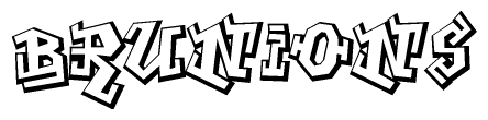 The clipart image depicts the word Brunions in a style reminiscent of graffiti. The letters are drawn in a bold, block-like script with sharp angles and a three-dimensional appearance.