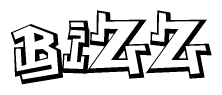 The clipart image depicts the word Bizz in a style reminiscent of graffiti. The letters are drawn in a bold, block-like script with sharp angles and a three-dimensional appearance.