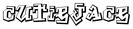 The clipart image depicts the word Cutiejace in a style reminiscent of graffiti. The letters are drawn in a bold, block-like script with sharp angles and a three-dimensional appearance.