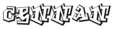 The clipart image depicts the word Cennan in a style reminiscent of graffiti. The letters are drawn in a bold, block-like script with sharp angles and a three-dimensional appearance.
