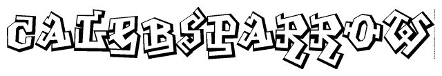 The clipart image depicts the word Calebsparrow in a style reminiscent of graffiti. The letters are drawn in a bold, block-like script with sharp angles and a three-dimensional appearance.