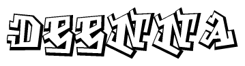The clipart image depicts the word Deenna in a style reminiscent of graffiti. The letters are drawn in a bold, block-like script with sharp angles and a three-dimensional appearance.