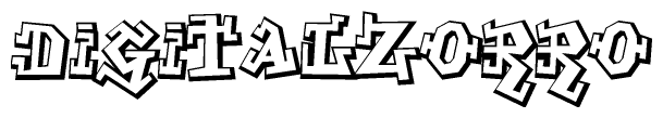 The image is a stylized representation of the letters Digitalzorro designed to mimic the look of graffiti text. The letters are bold and have a three-dimensional appearance, with emphasis on angles and shadowing effects.
