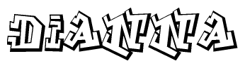 The clipart image depicts the word Dianna in a style reminiscent of graffiti. The letters are drawn in a bold, block-like script with sharp angles and a three-dimensional appearance.