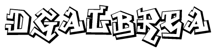 The clipart image depicts the word Dgalbrea in a style reminiscent of graffiti. The letters are drawn in a bold, block-like script with sharp angles and a three-dimensional appearance.