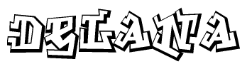 The clipart image features a stylized text in a graffiti font that reads Delana.