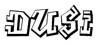 The clipart image features a stylized text in a graffiti font that reads Dusi.