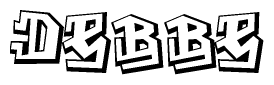 The clipart image depicts the word Debbe in a style reminiscent of graffiti. The letters are drawn in a bold, block-like script with sharp angles and a three-dimensional appearance.