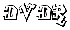 The image is a stylized representation of the letters Dvdr designed to mimic the look of graffiti text. The letters are bold and have a three-dimensional appearance, with emphasis on angles and shadowing effects.