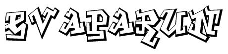 The clipart image depicts the word Evaparun in a style reminiscent of graffiti. The letters are drawn in a bold, block-like script with sharp angles and a three-dimensional appearance.