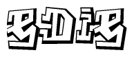 The clipart image depicts the word Edie in a style reminiscent of graffiti. The letters are drawn in a bold, block-like script with sharp angles and a three-dimensional appearance.