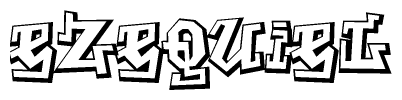 The clipart image depicts the word Ezequiel in a style reminiscent of graffiti. The letters are drawn in a bold, block-like script with sharp angles and a three-dimensional appearance.