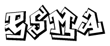 The image is a stylized representation of the letters Esma designed to mimic the look of graffiti text. The letters are bold and have a three-dimensional appearance, with emphasis on angles and shadowing effects.