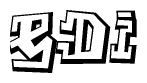 The clipart image depicts the word Edi in a style reminiscent of graffiti. The letters are drawn in a bold, block-like script with sharp angles and a three-dimensional appearance.
