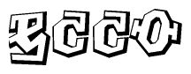 The clipart image depicts the word Ecco in a style reminiscent of graffiti. The letters are drawn in a bold, block-like script with sharp angles and a three-dimensional appearance.