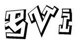 The clipart image depicts the word Evi in a style reminiscent of graffiti. The letters are drawn in a bold, block-like script with sharp angles and a three-dimensional appearance.