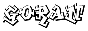 The clipart image depicts the word Goran in a style reminiscent of graffiti. The letters are drawn in a bold, block-like script with sharp angles and a three-dimensional appearance.