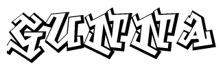 The clipart image features a stylized text in a graffiti font that reads Gunna.