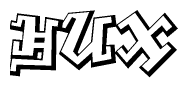 The clipart image depicts the word Hux in a style reminiscent of graffiti. The letters are drawn in a bold, block-like script with sharp angles and a three-dimensional appearance.