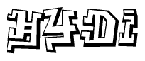 The clipart image features a stylized text in a graffiti font that reads Hydi.