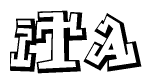 The clipart image features a stylized text in a graffiti font that reads Ita.