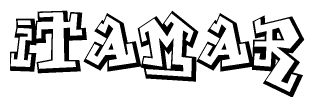 The clipart image features a stylized text in a graffiti font that reads Itamar.
