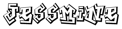 The clipart image depicts the word Jessmine in a style reminiscent of graffiti. The letters are drawn in a bold, block-like script with sharp angles and a three-dimensional appearance.