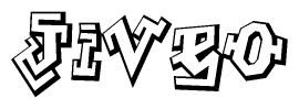 The clipart image depicts the word Jiveo in a style reminiscent of graffiti. The letters are drawn in a bold, block-like script with sharp angles and a three-dimensional appearance.