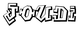 The clipart image features a stylized text in a graffiti font that reads Joudi.