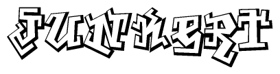 The clipart image depicts the word Junkert in a style reminiscent of graffiti. The letters are drawn in a bold, block-like script with sharp angles and a three-dimensional appearance.