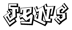 The clipart image depicts the word Jens in a style reminiscent of graffiti. The letters are drawn in a bold, block-like script with sharp angles and a three-dimensional appearance.