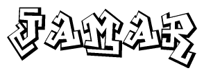 The clipart image depicts the word Jamar in a style reminiscent of graffiti. The letters are drawn in a bold, block-like script with sharp angles and a three-dimensional appearance.