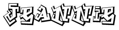 The image is a stylized representation of the letters Jeannie designed to mimic the look of graffiti text. The letters are bold and have a three-dimensional appearance, with emphasis on angles and shadowing effects.