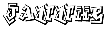 The image is a stylized representation of the letters Janniie designed to mimic the look of graffiti text. The letters are bold and have a three-dimensional appearance, with emphasis on angles and shadowing effects.