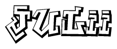 The clipart image depicts the word Julii in a style reminiscent of graffiti. The letters are drawn in a bold, block-like script with sharp angles and a three-dimensional appearance.