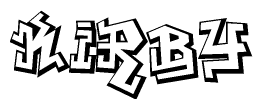 The clipart image depicts the word Kirby in a style reminiscent of graffiti. The letters are drawn in a bold, block-like script with sharp angles and a three-dimensional appearance.