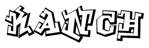 The clipart image depicts the word Kanch in a style reminiscent of graffiti. The letters are drawn in a bold, block-like script with sharp angles and a three-dimensional appearance.