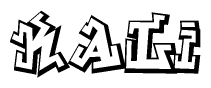 The clipart image depicts the word Kali in a style reminiscent of graffiti. The letters are drawn in a bold, block-like script with sharp angles and a three-dimensional appearance.