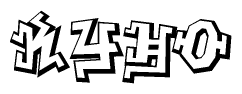 The clipart image depicts the word Kyho in a style reminiscent of graffiti. The letters are drawn in a bold, block-like script with sharp angles and a three-dimensional appearance.