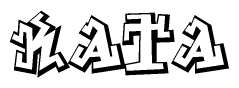 The clipart image depicts the word Kata in a style reminiscent of graffiti. The letters are drawn in a bold, block-like script with sharp angles and a three-dimensional appearance.