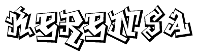 The clipart image depicts the word Kerensa in a style reminiscent of graffiti. The letters are drawn in a bold, block-like script with sharp angles and a three-dimensional appearance.