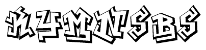 The clipart image depicts the word Kymnsbs in a style reminiscent of graffiti. The letters are drawn in a bold, block-like script with sharp angles and a three-dimensional appearance.