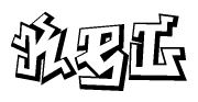The clipart image features a stylized text in a graffiti font that reads Kel.