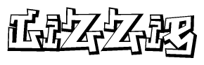 The clipart image features a stylized text in a graffiti font that reads Lizzie.