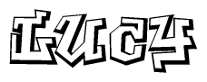 The clipart image depicts the word Lucy in a style reminiscent of graffiti. The letters are drawn in a bold, block-like script with sharp angles and a three-dimensional appearance.