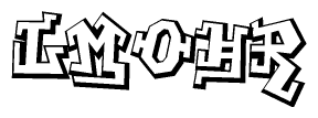 The clipart image depicts the word Lmohr in a style reminiscent of graffiti. The letters are drawn in a bold, block-like script with sharp angles and a three-dimensional appearance.